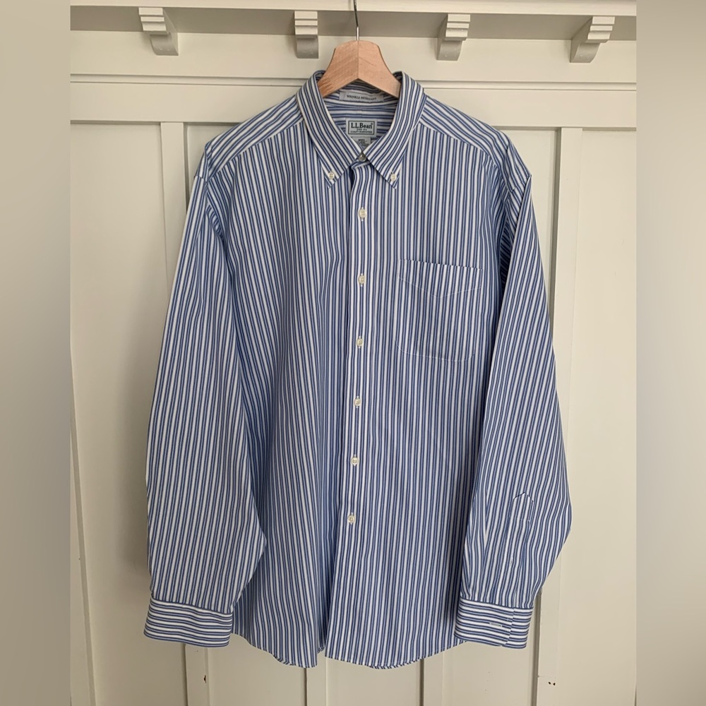 Mens LL Bean Wrinkle Resistant Dress Shirt
